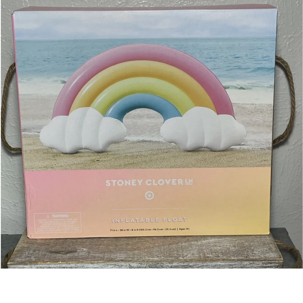 2022 Stoney Clover Lane x Target Inflatable Water Float Rainbow Shape 71x38x8"